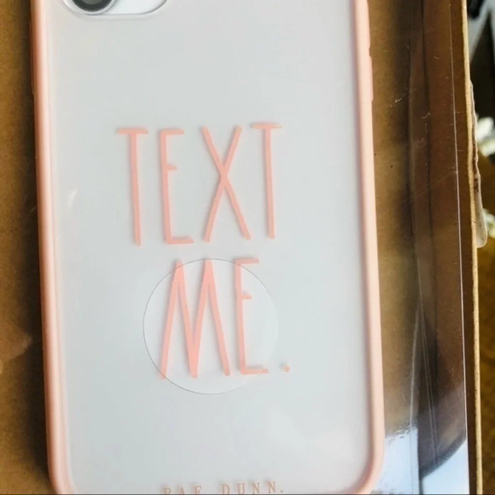 Rae Dunn “Text Me” iPhone 11 / XR Case Pink White NWT